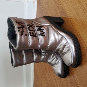 Sam Edelman Suzie Metallic Silver/Pewter Heeled Puffer Boots Size 7 1/2